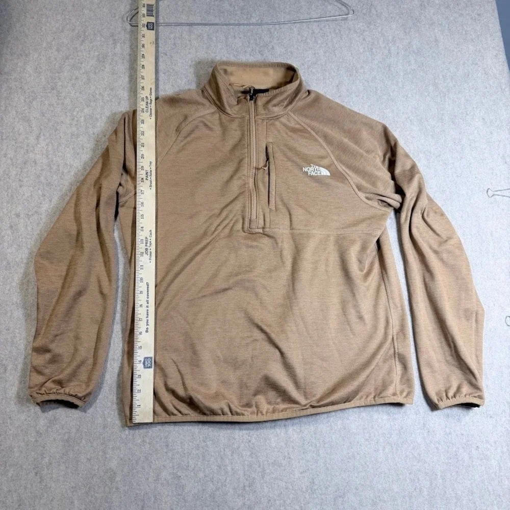 The North Face Pullover L Tan Polyester Fleece 1/4 Zip Pocket Hiking Outdoor